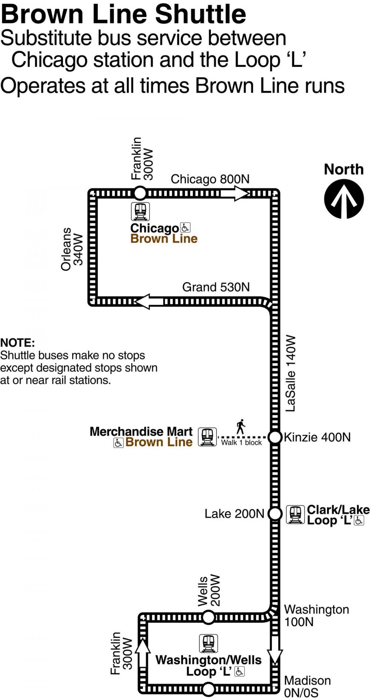 Chicago marrón liña mapa
