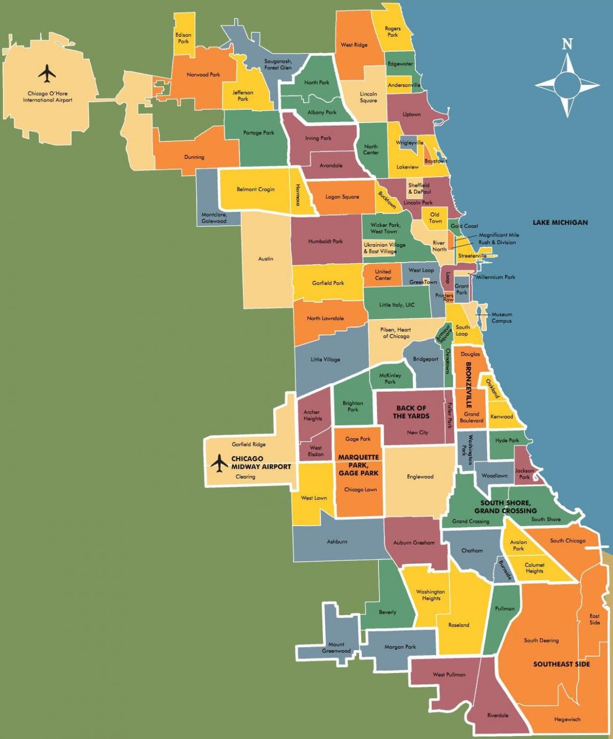 mapa de barrios en Chicago
