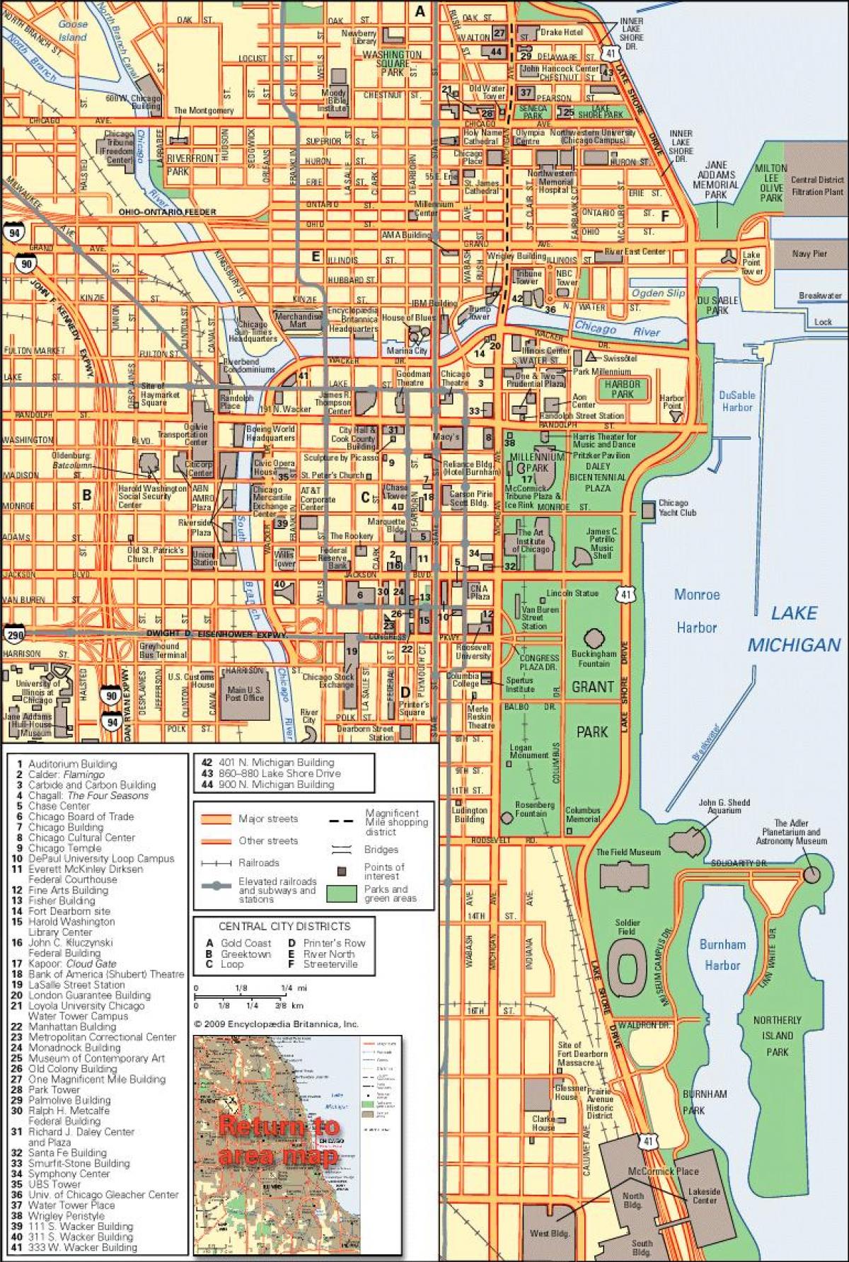 mapa do centro de Chicago