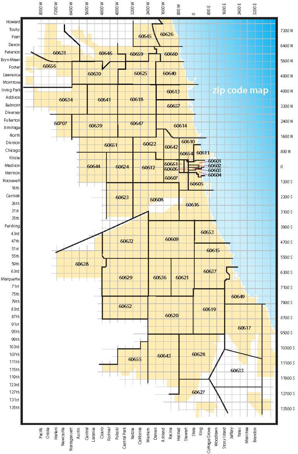 mapa de Chicago zip codes