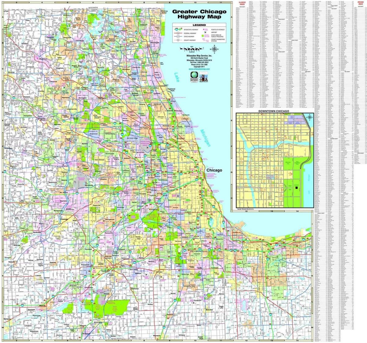 mapa de Chicago estradas