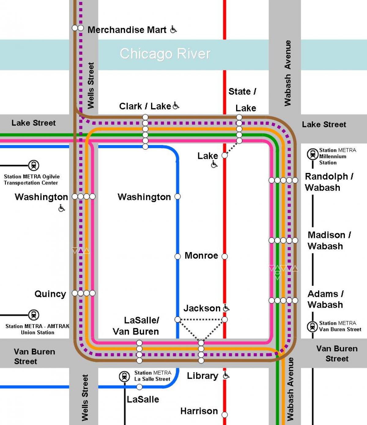 laranxa liña no mapa de Chicago