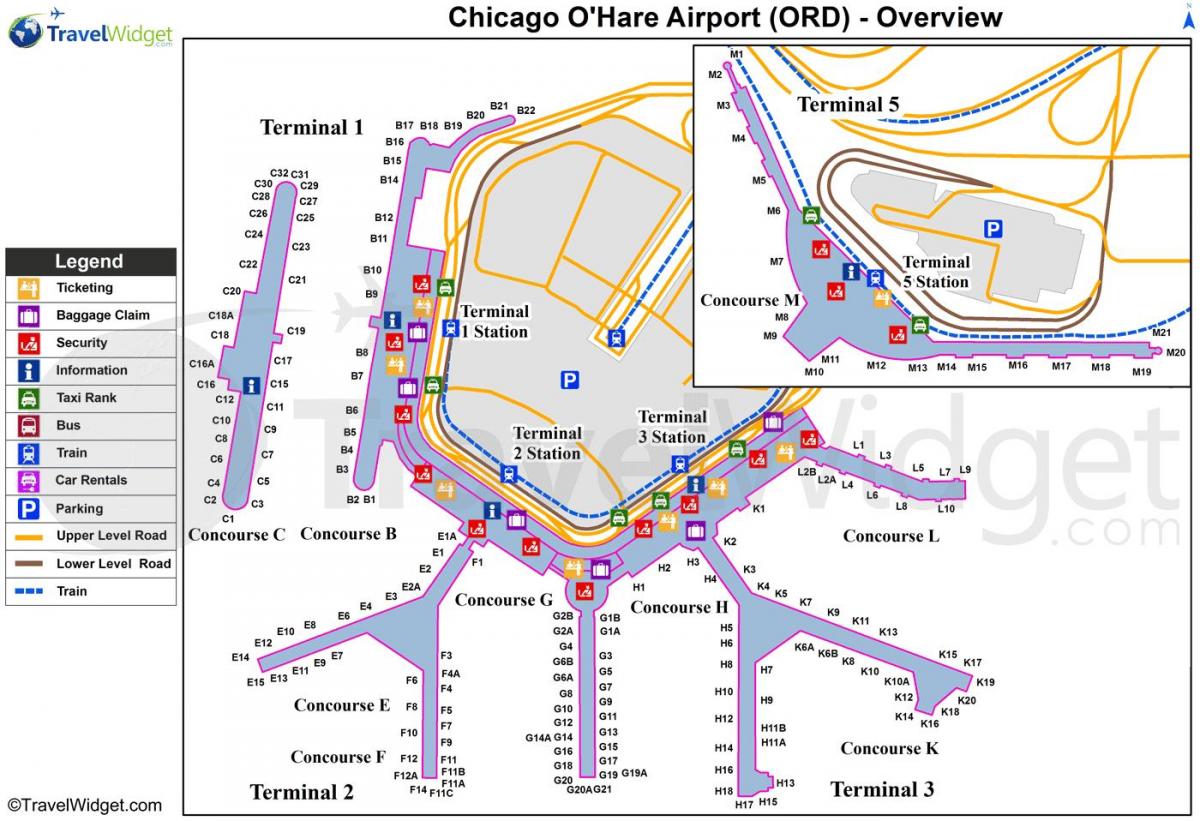 Chicago O Lebre aeroporto internacional mapa
