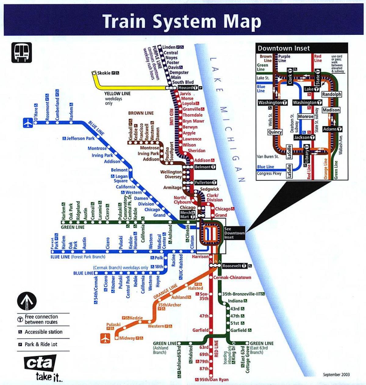 tren mapa de Chicago