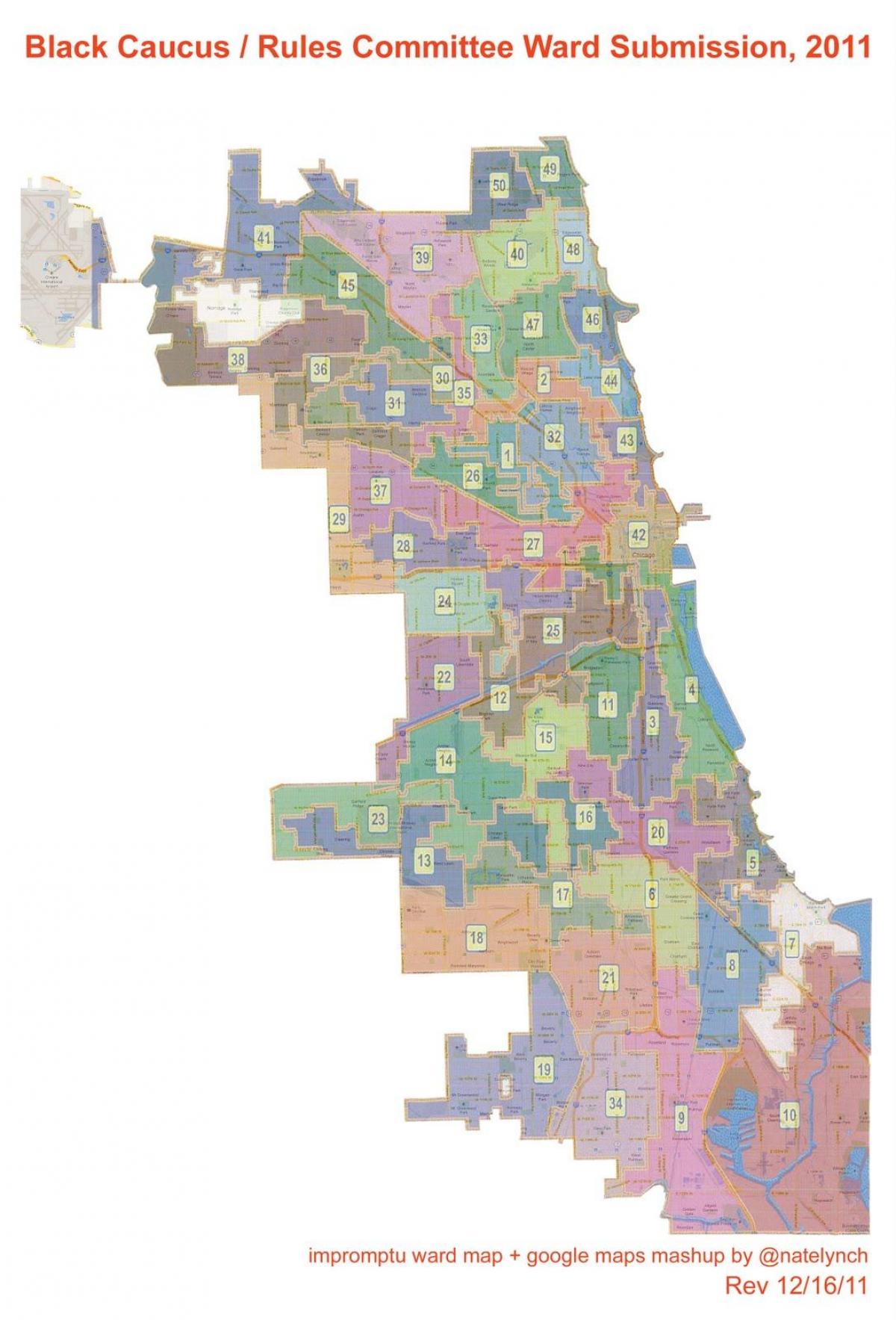 a cidade de Chicago ward mapa
