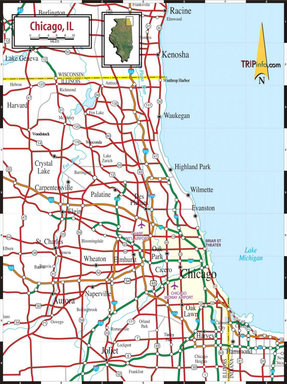 mapa de Chicago, il