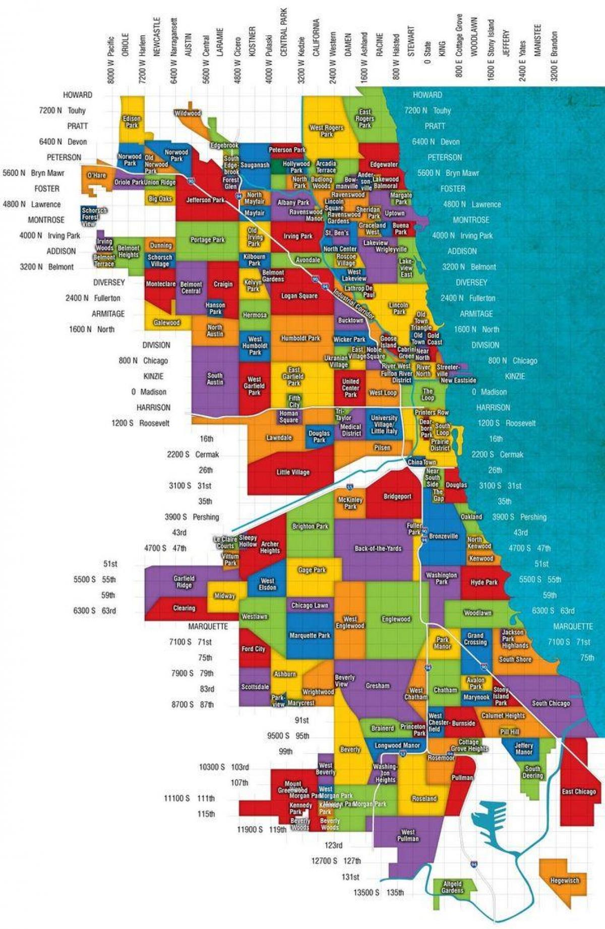 mapa de Chicago e suburbios