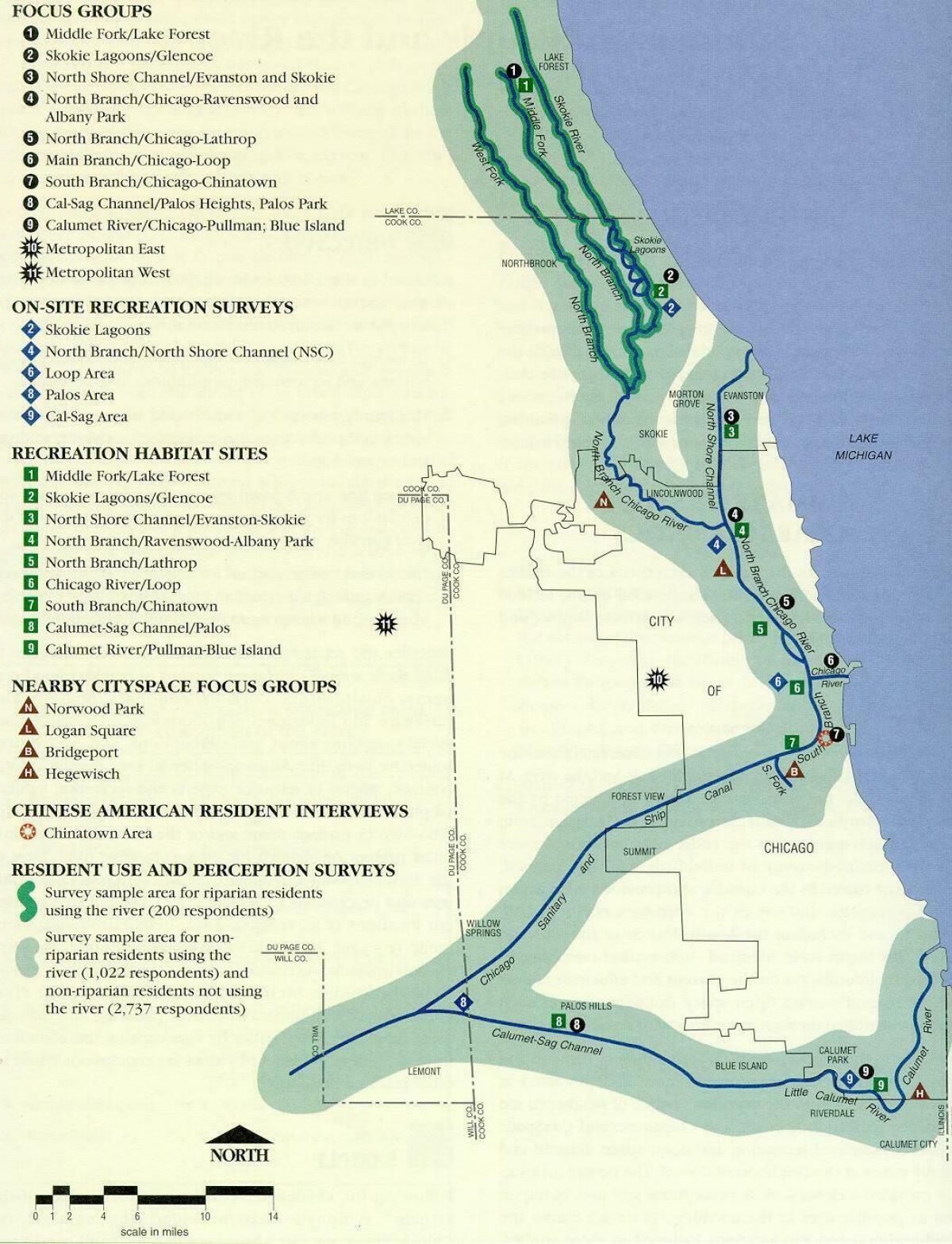 mapa do río Chicago