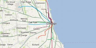 Chicago liña azul tren mapa