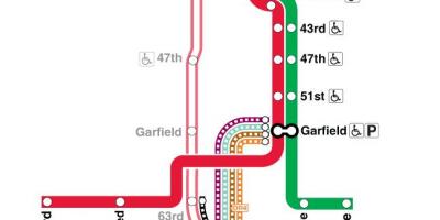 Chicago tren mapa liña vermella