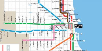Mapa de Chicago liña azul