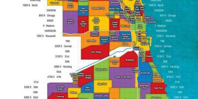 Mapa de Chicago e suburbios