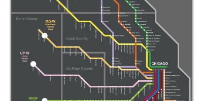 Metra mapa Chicago
