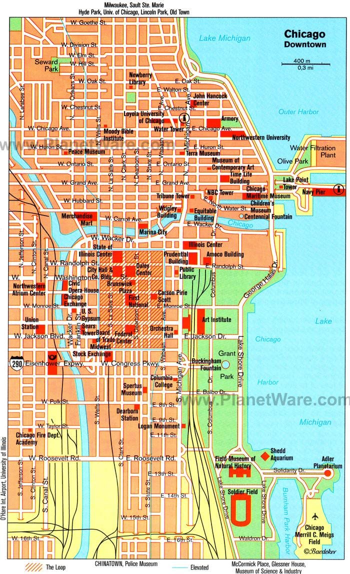 mapa de Chicago atraccións