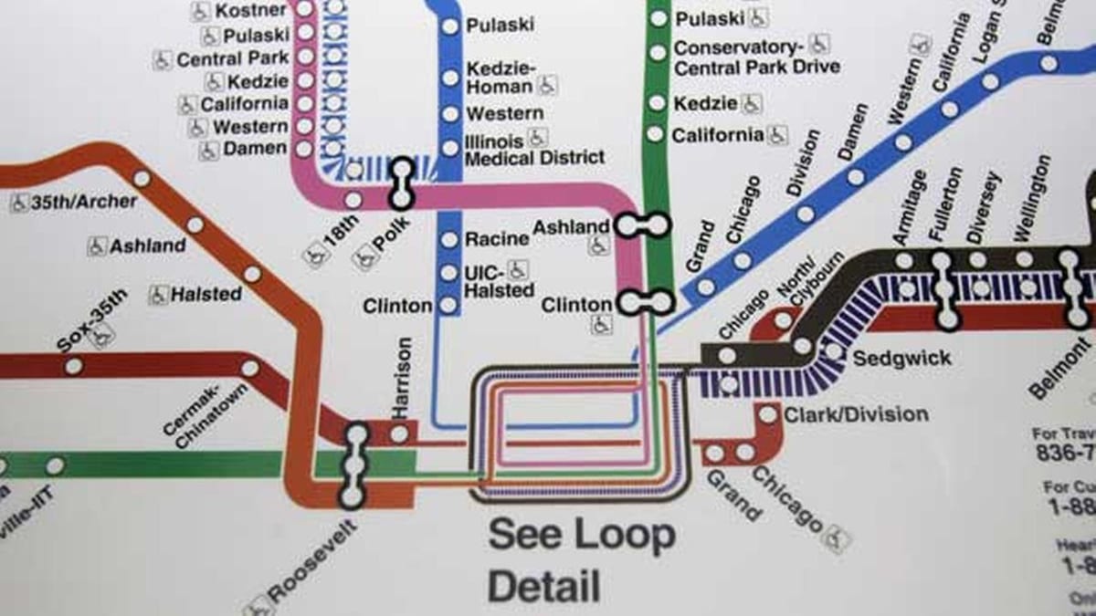 Chicago mapa metro liña azul