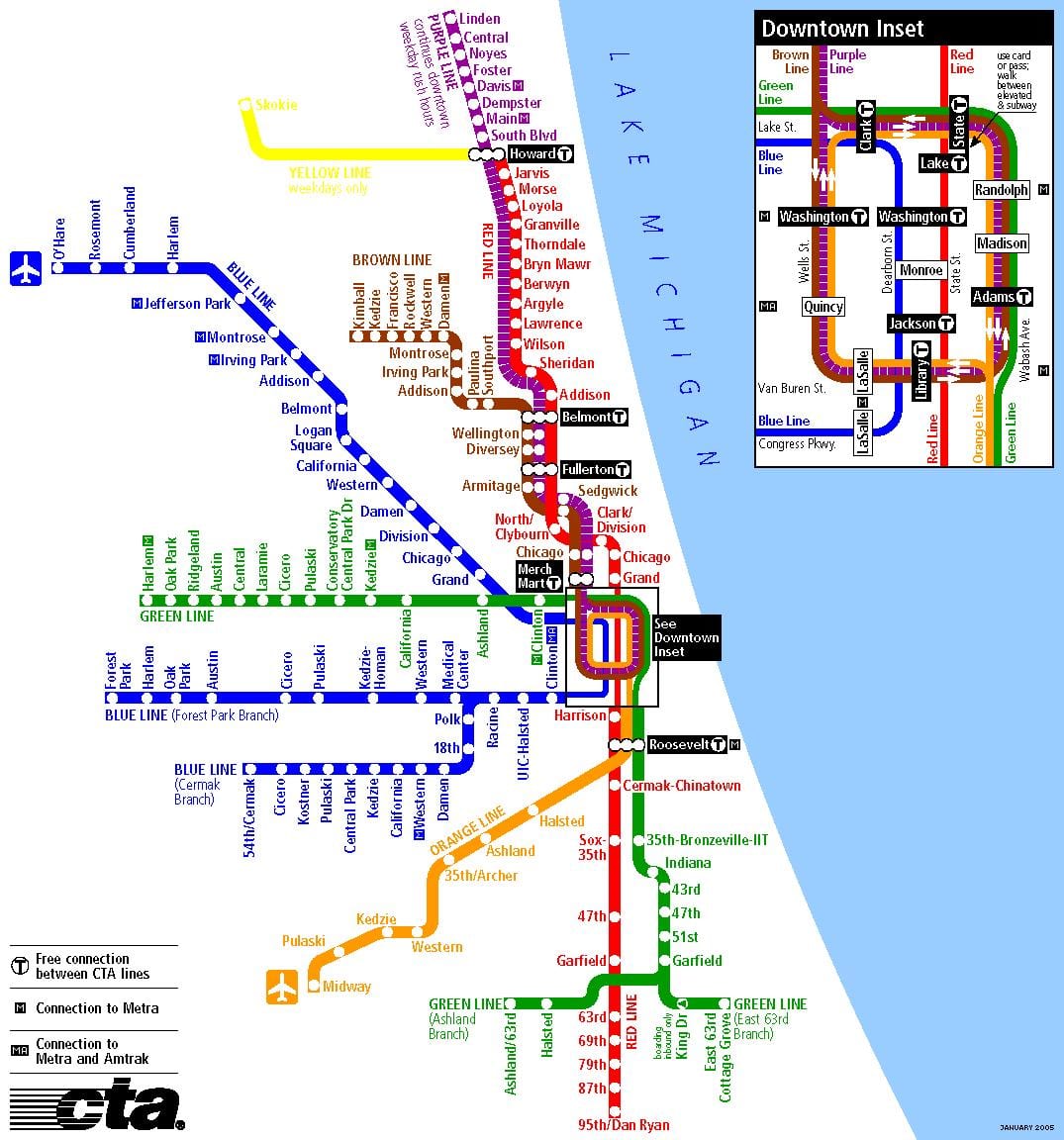 metro, en Chicago mapa