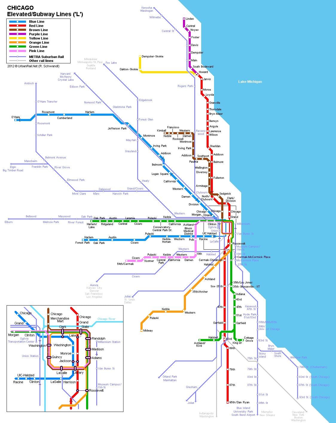 Chicago estación de metro mapa
