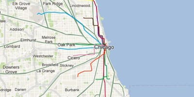 Chicago liña azul tren mapa
