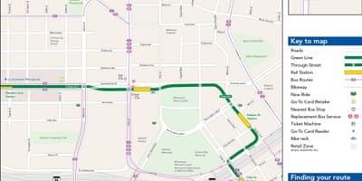 Liña verde mapa Chicago