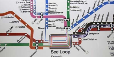 Chicago mapa metro liña azul