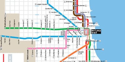 Mapa de Chicago liña azul